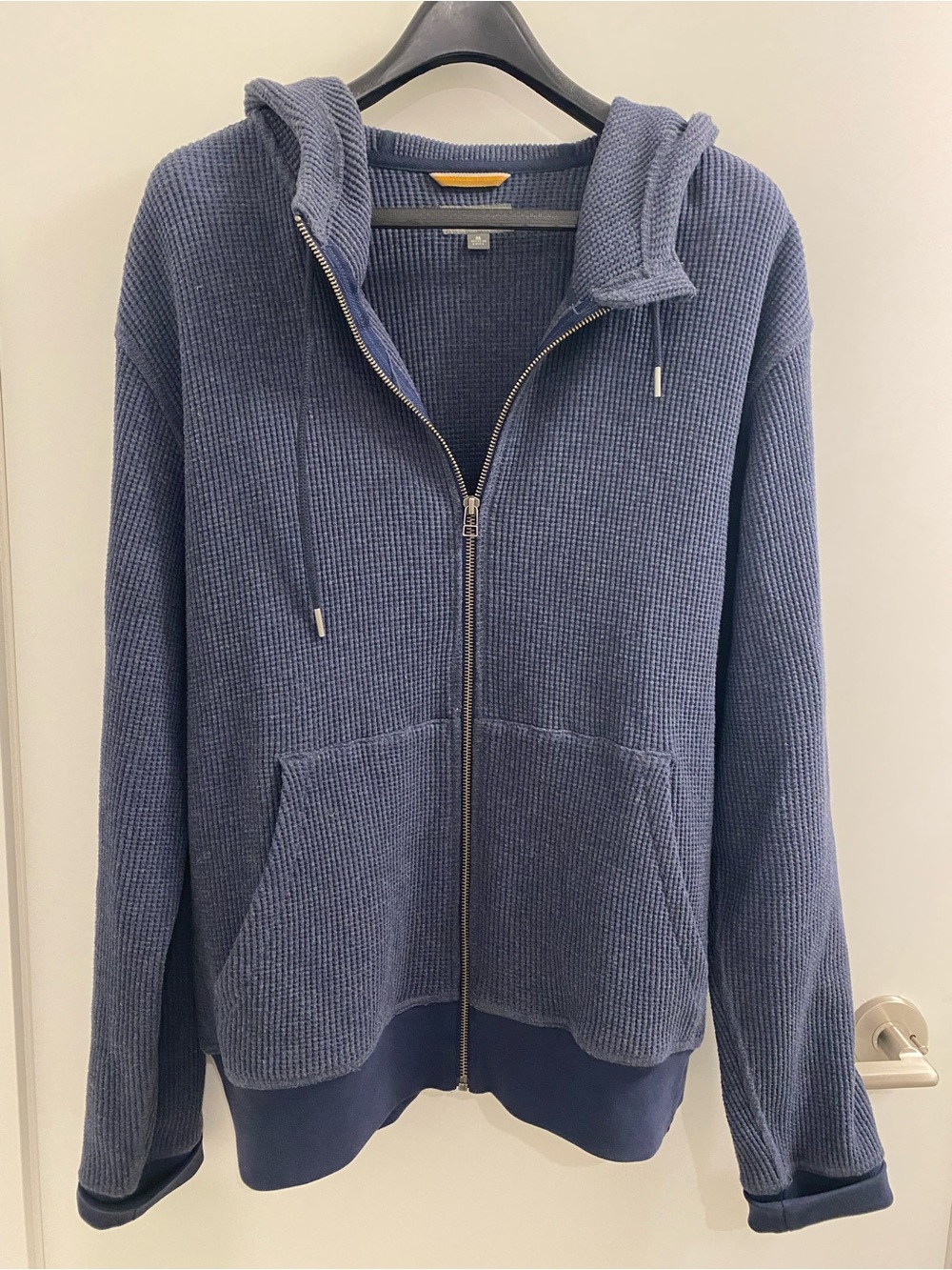L.L. Bean Men's Navy Waffle Zip-Up Hoodie Sweater |  Casual Relax | Medium